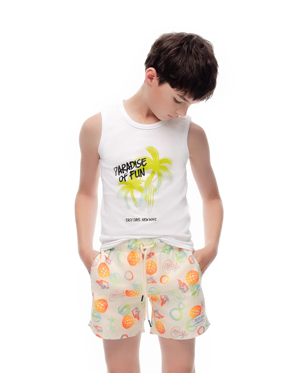 Pantaloneta de baño estampada niño