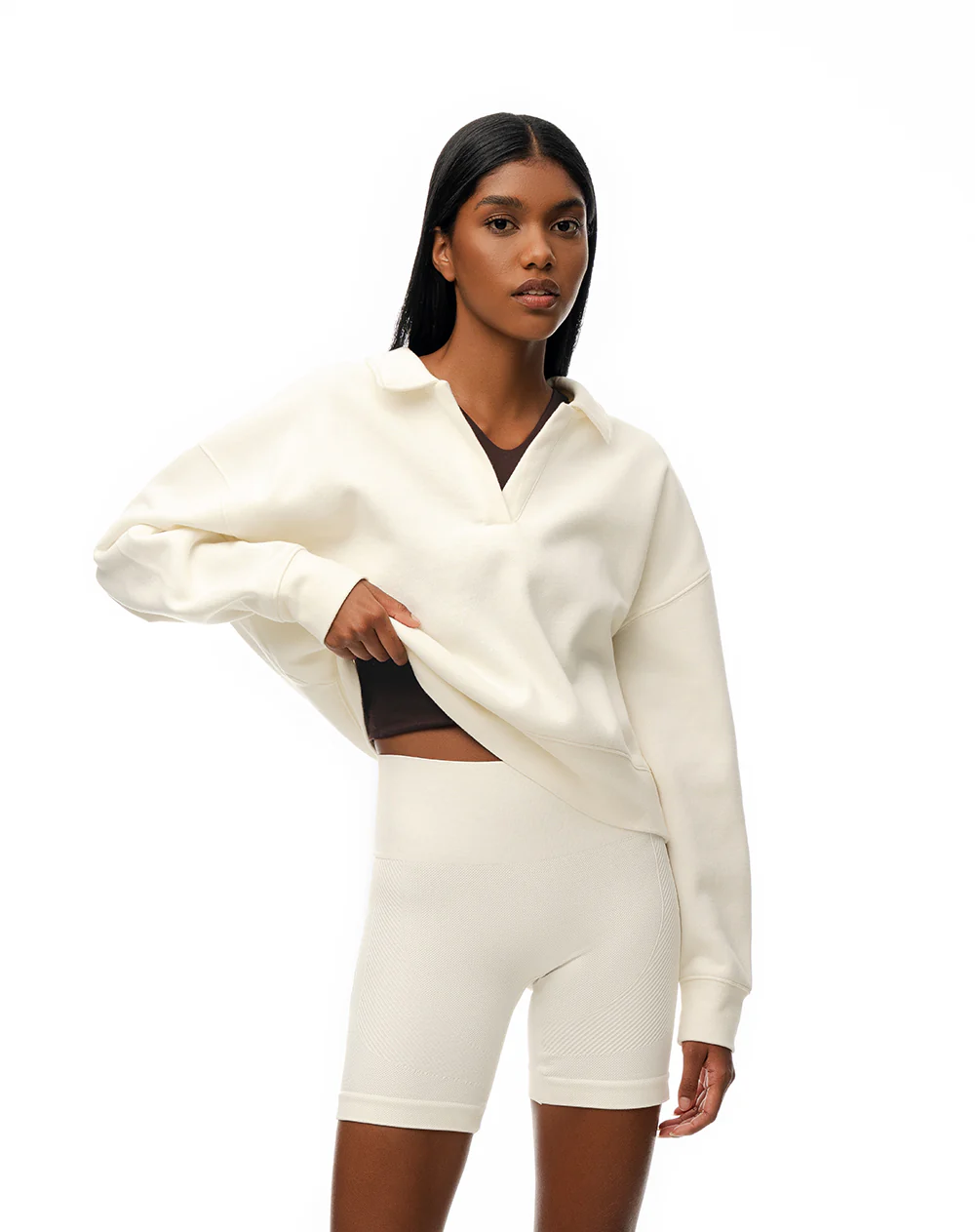 Biker deportivo seamless blanco mujer
