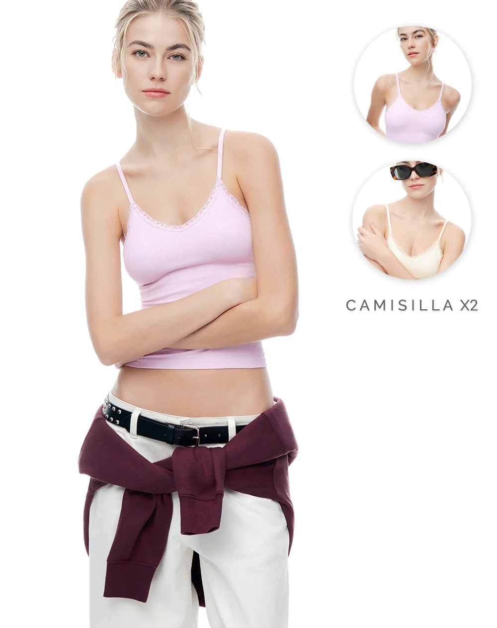Camisilla slim seamless x2unds surtidas mujer