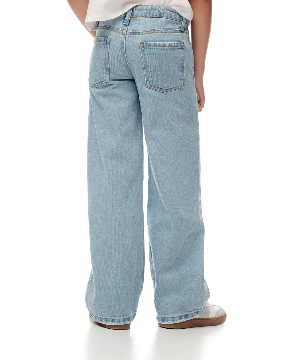 Jean wide leg tiro medio brillos índigo claro niña - Image 2