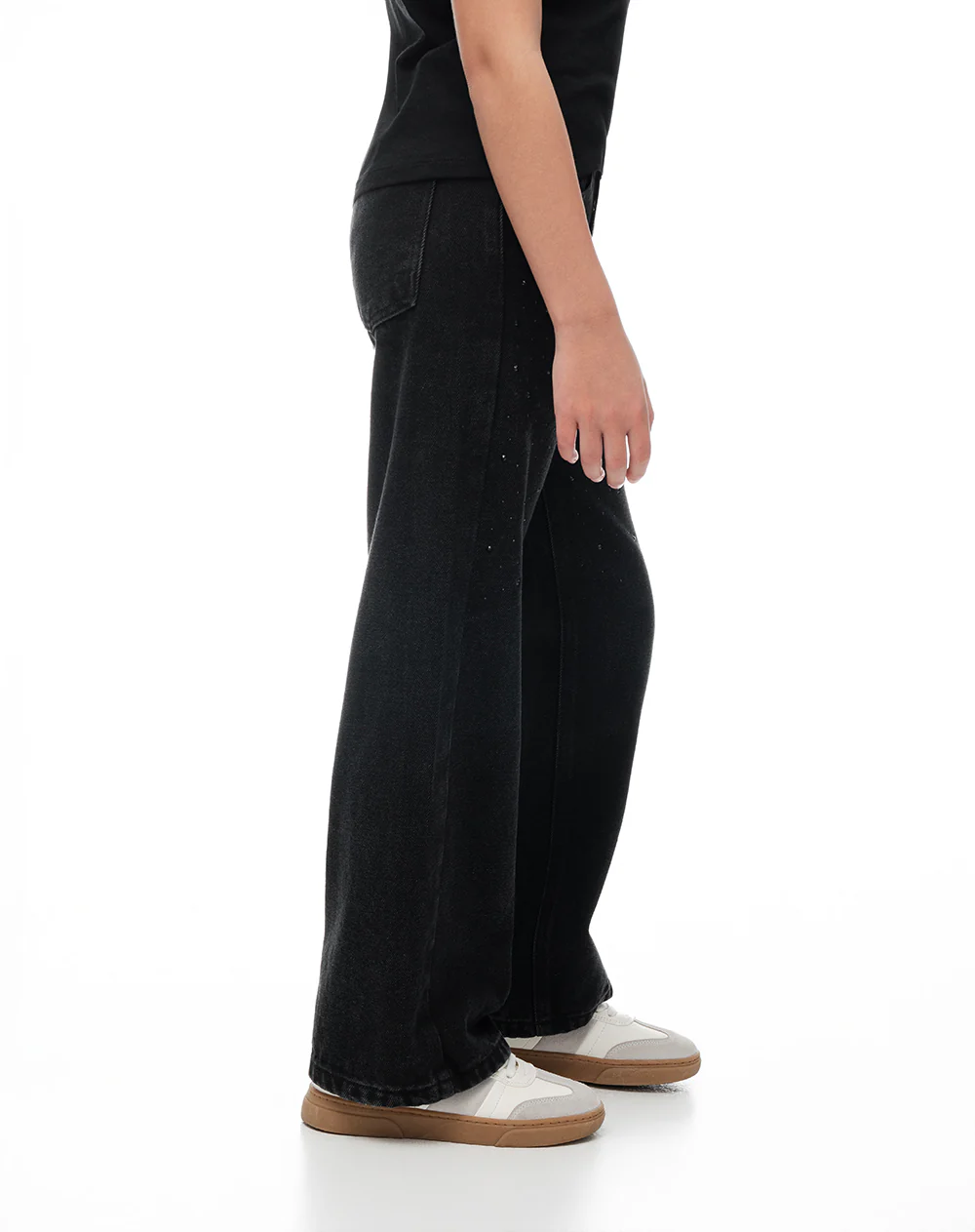 Jean wide leg tiro medio brillos negro niña - Image 5
