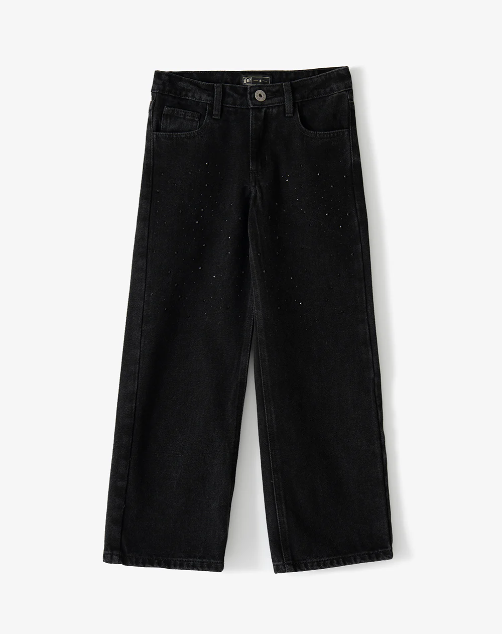 Jean wide leg tiro medio brillos negro niña - Image 6