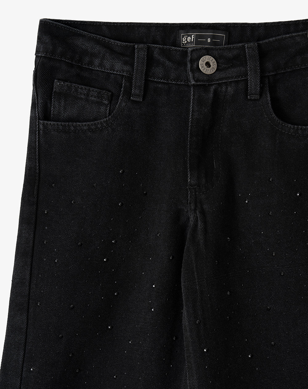 Jean wide leg tiro medio brillos negro niña - Image 7