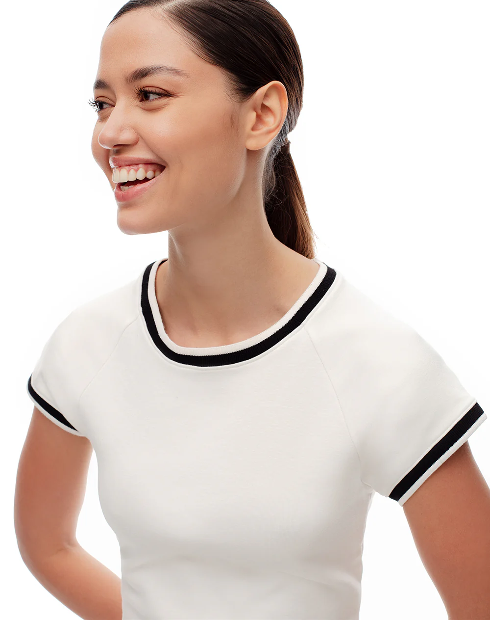 Camiseta slim algodón blanca mujer