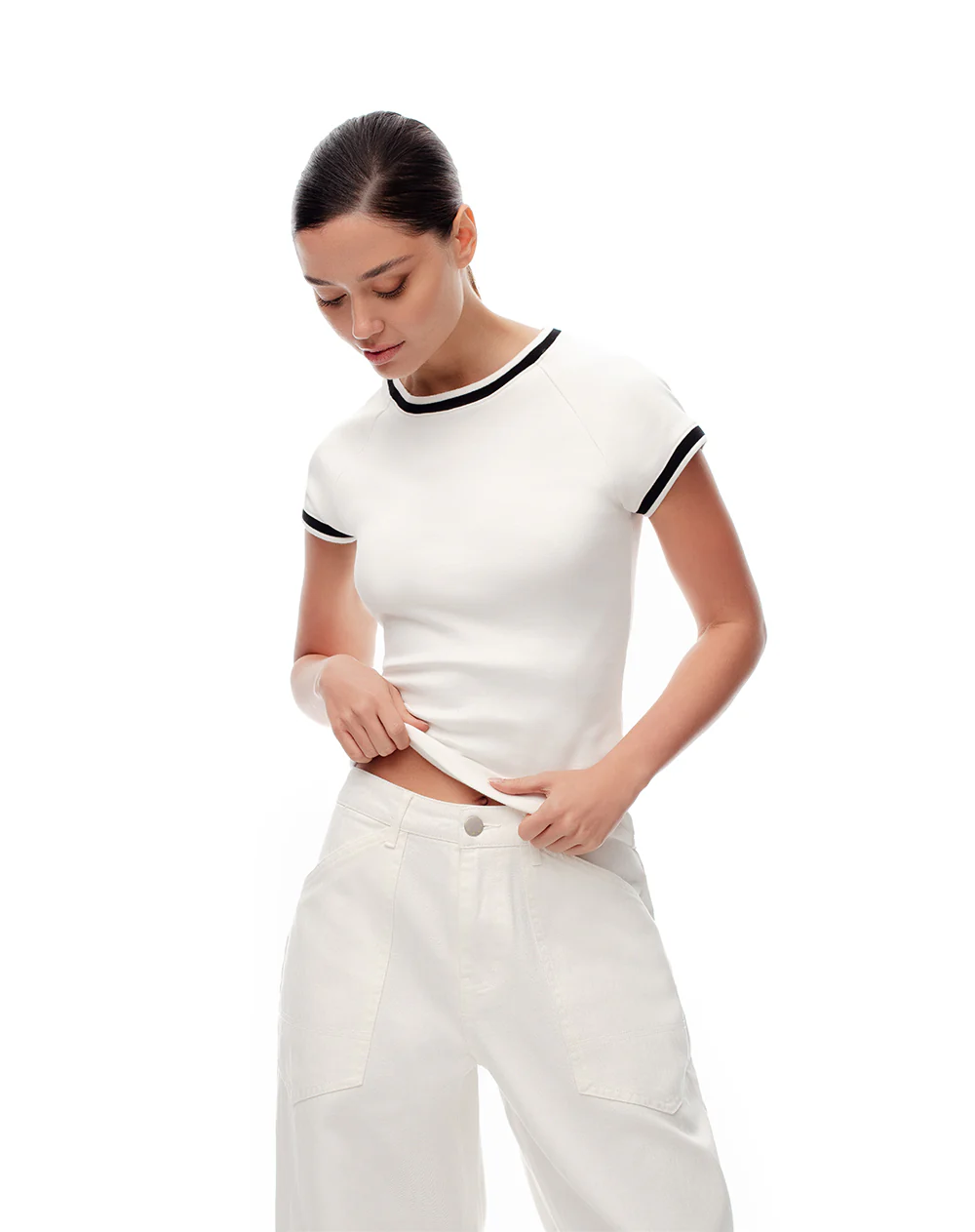 Camiseta slim algodón blanca mujer - Image 5