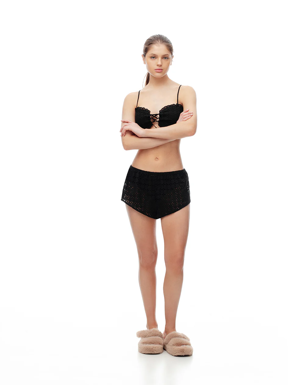 Short de pijama ojalillo negro mujer - Image 3
