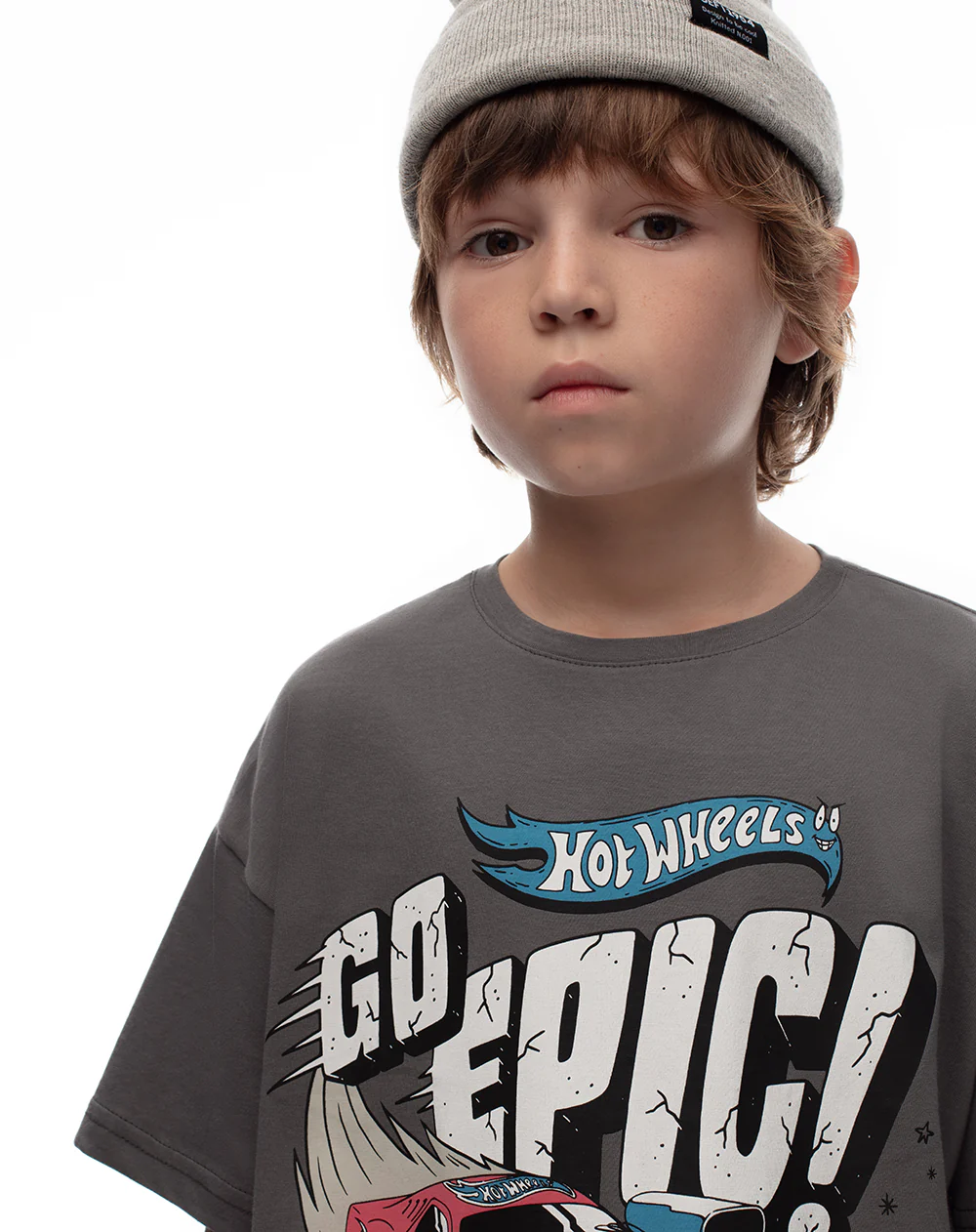 Camiseta regular algodón Hot Wheels gris niño - Image 4