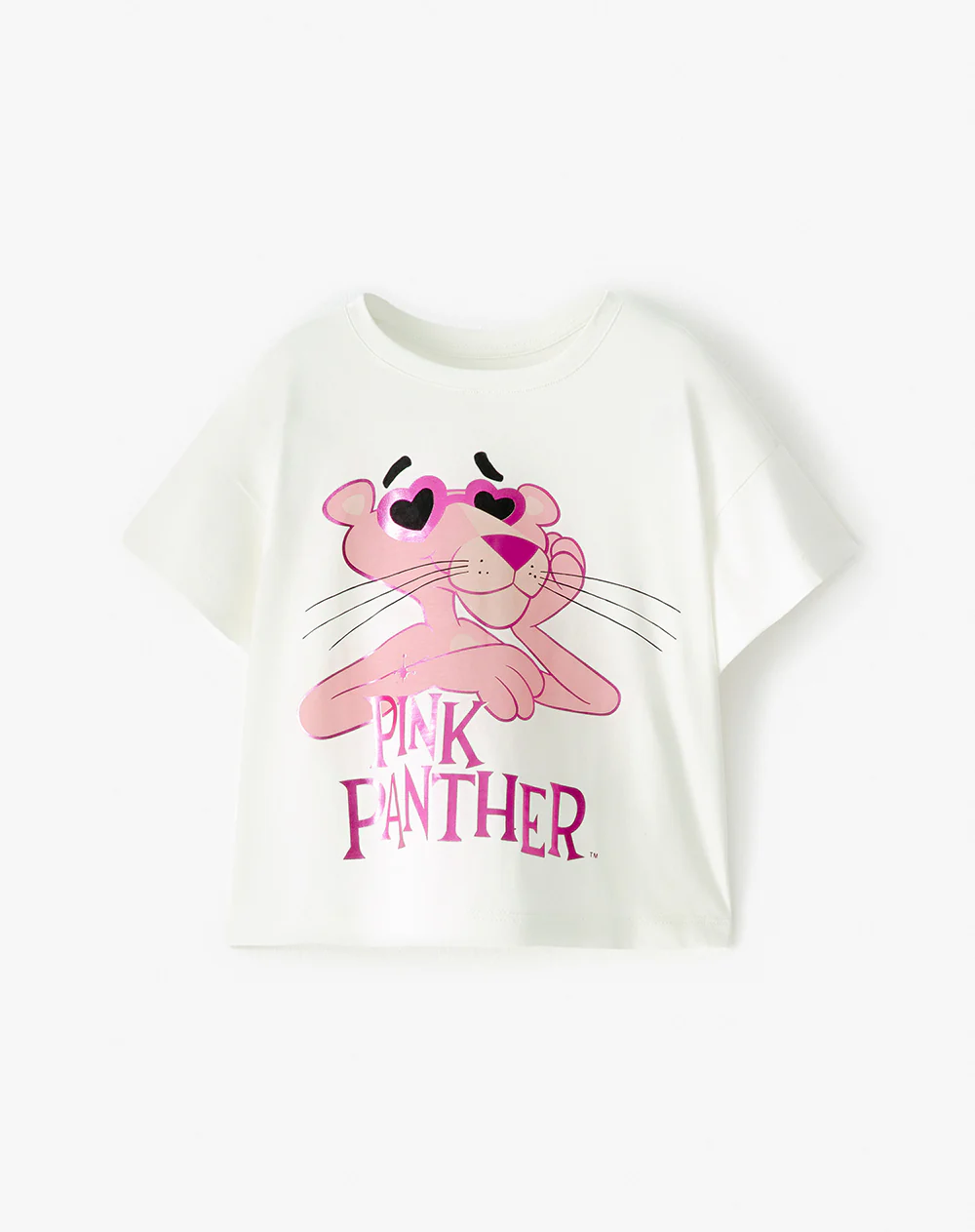 Camiseta regular algodón Pink Panther blanca niña - Image 2
