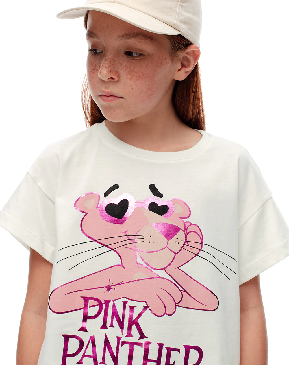 Camiseta regular algodón Pink Panther blanca niña - Image 5