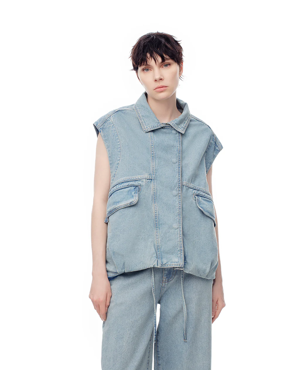 Chaleco denim oversize índigo medio mujer - Image 5