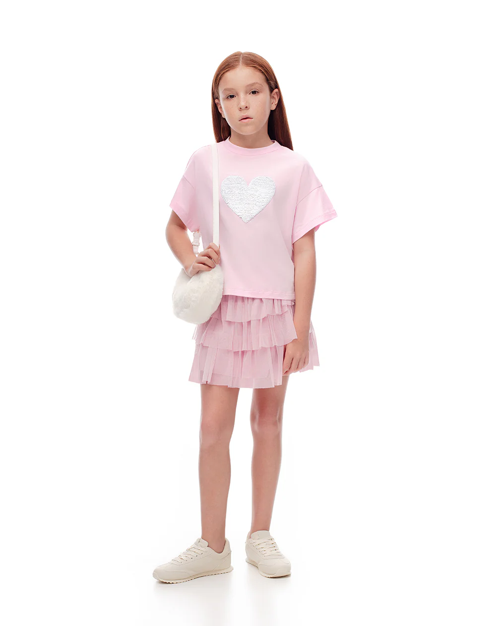 Camiseta manga corta regular algodón rosada niña - Image 5