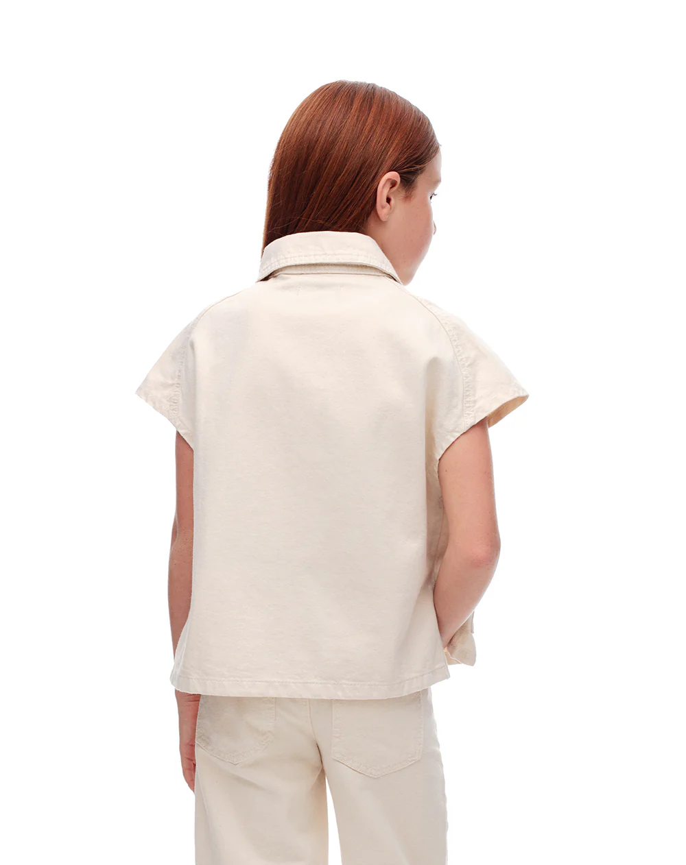 Chaleco oversize algodón crema niña - Image 2