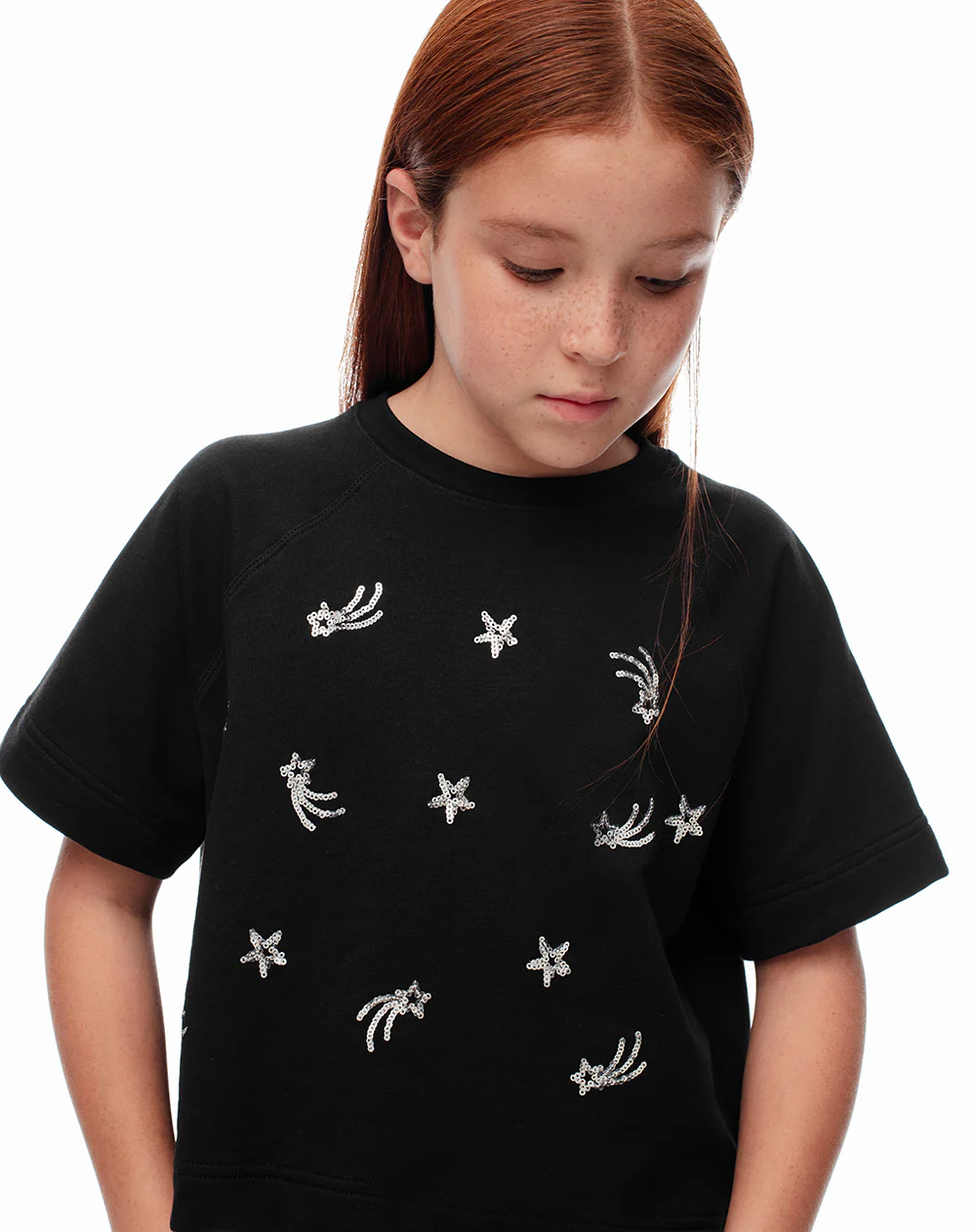 Camiseta regular algodón negra niña - Image 3
