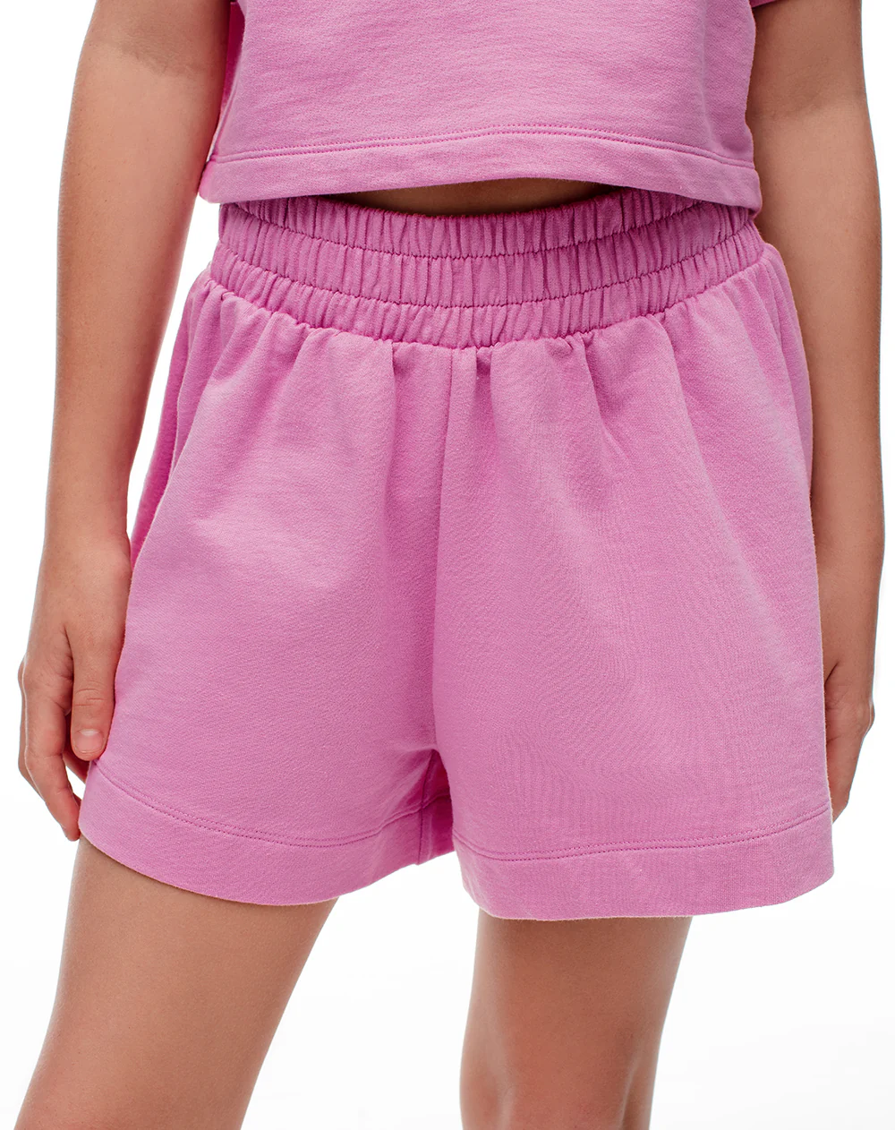 Conjunto camiseta + short algodón fucsia niña - Image 5