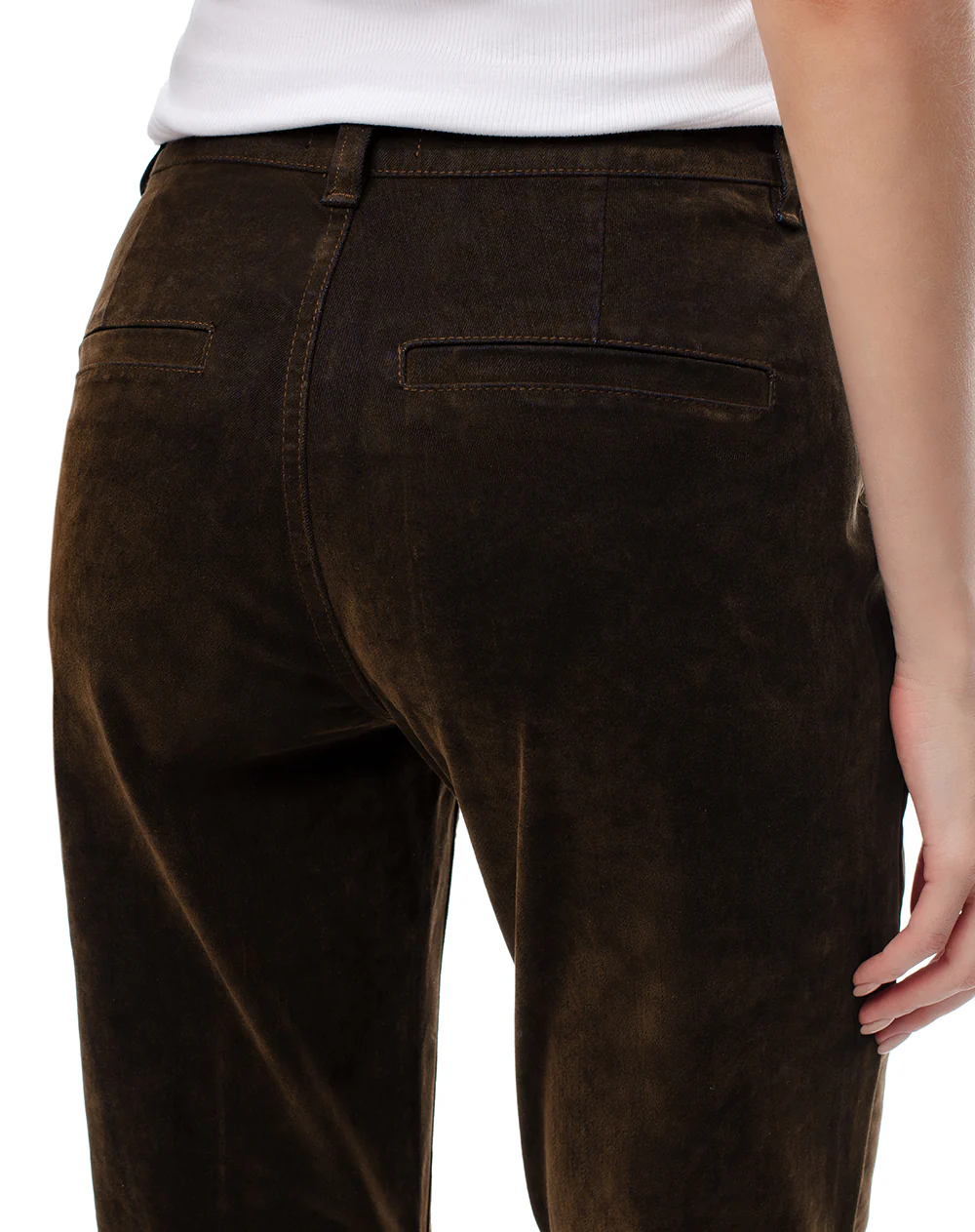 Jean flare tiro alto efecto gamuza café mujer - Image 6