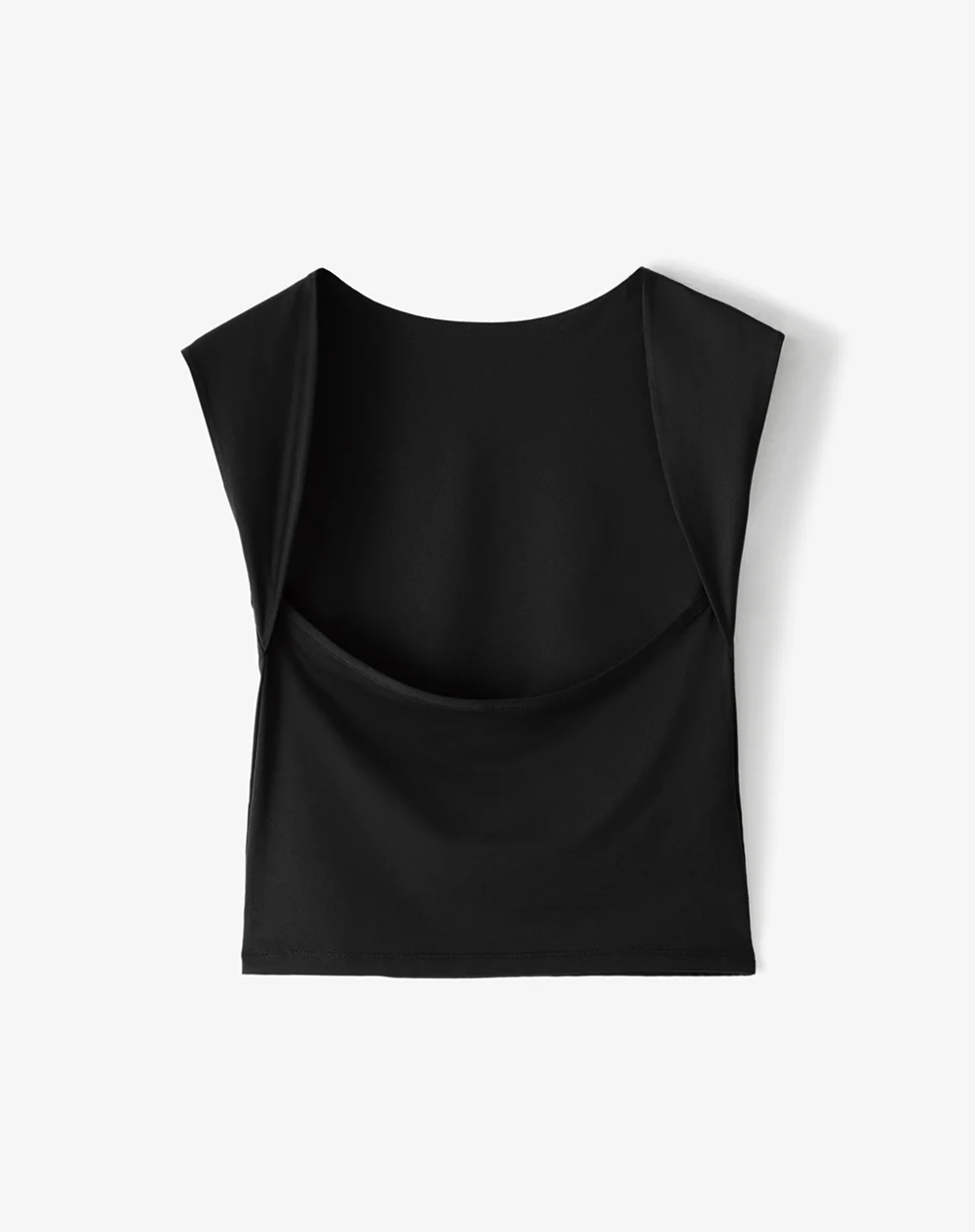 Camiseta crop slim doble tela negra mujer - Image 6