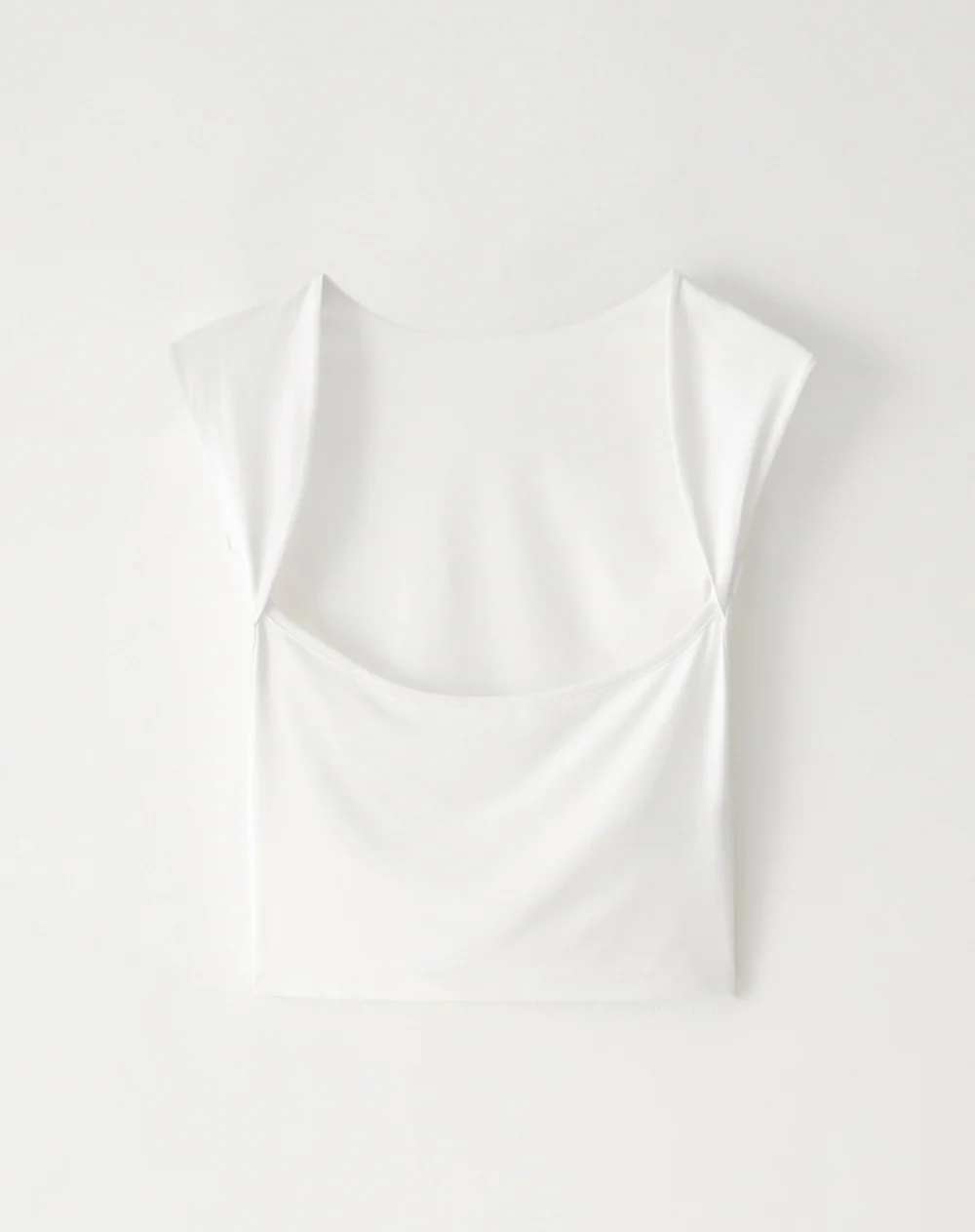 Camiseta crop slim doble tela blanca mujer - Image 8