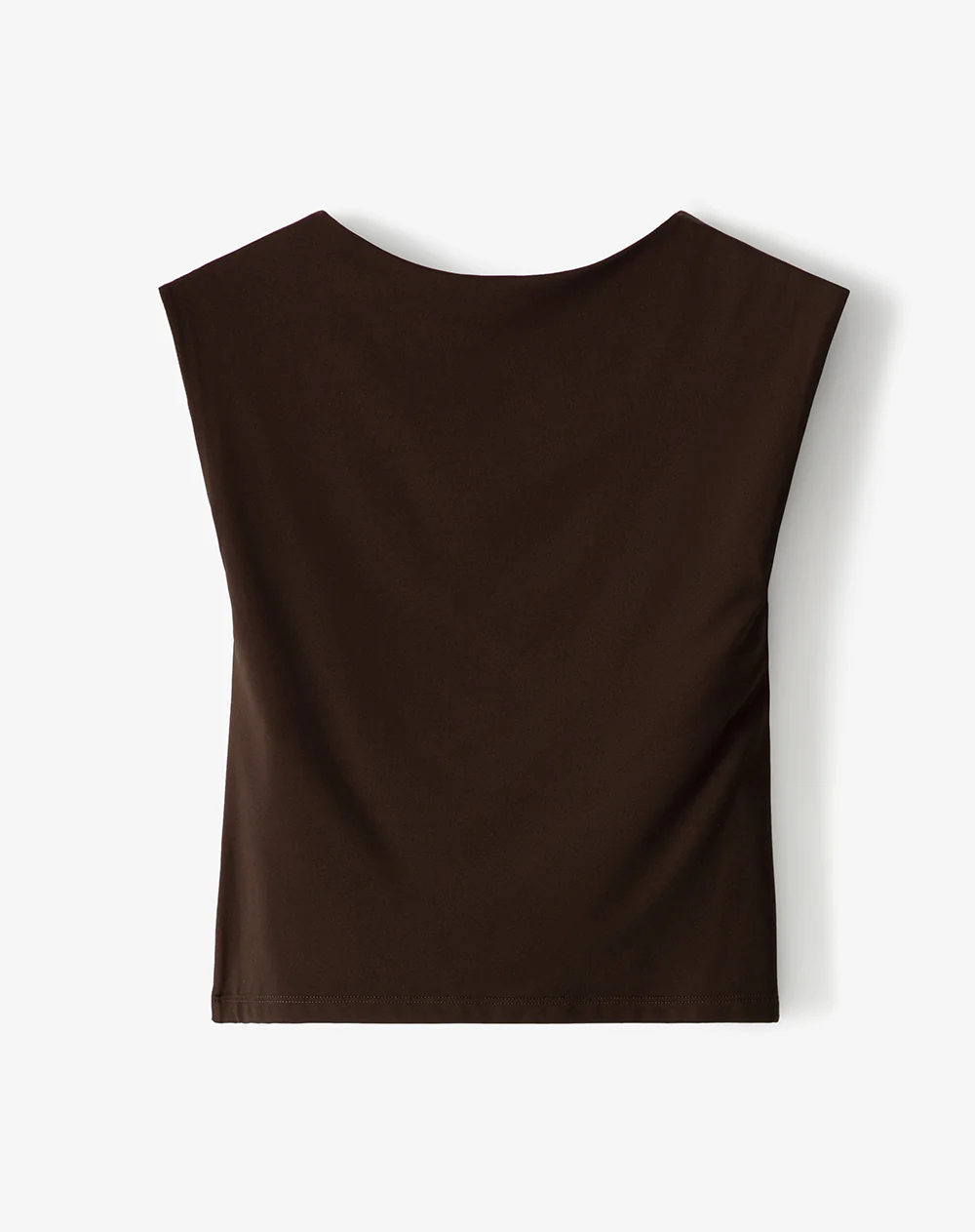 Camiseta crop slim doble tela chocolate mujer - Image 5
