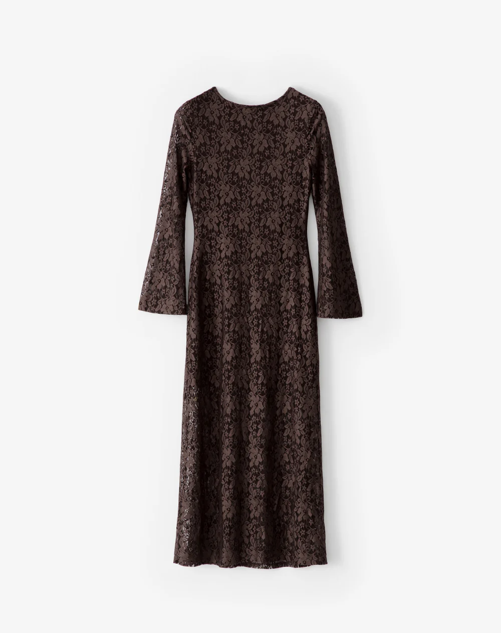 Vestido midi encaje chocolate mujer - Image 7