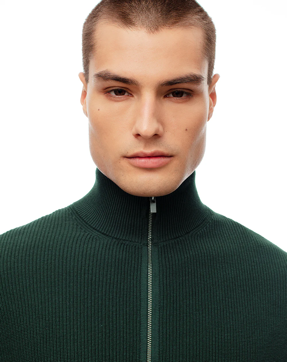 Chaleco regular tejido de punto algodón verde hombre - Image 3