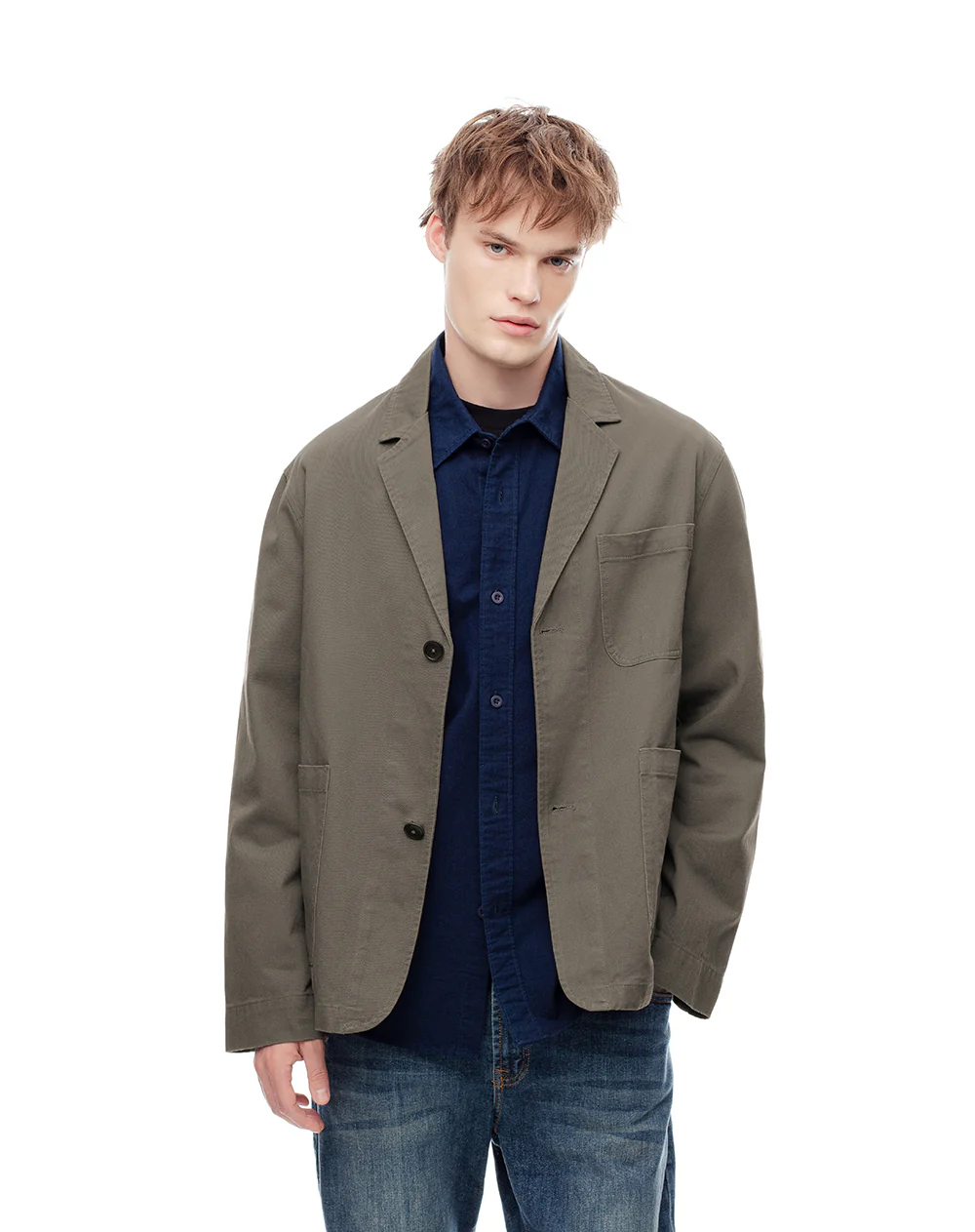 Blazer regular algodón verde hombre - Image 4