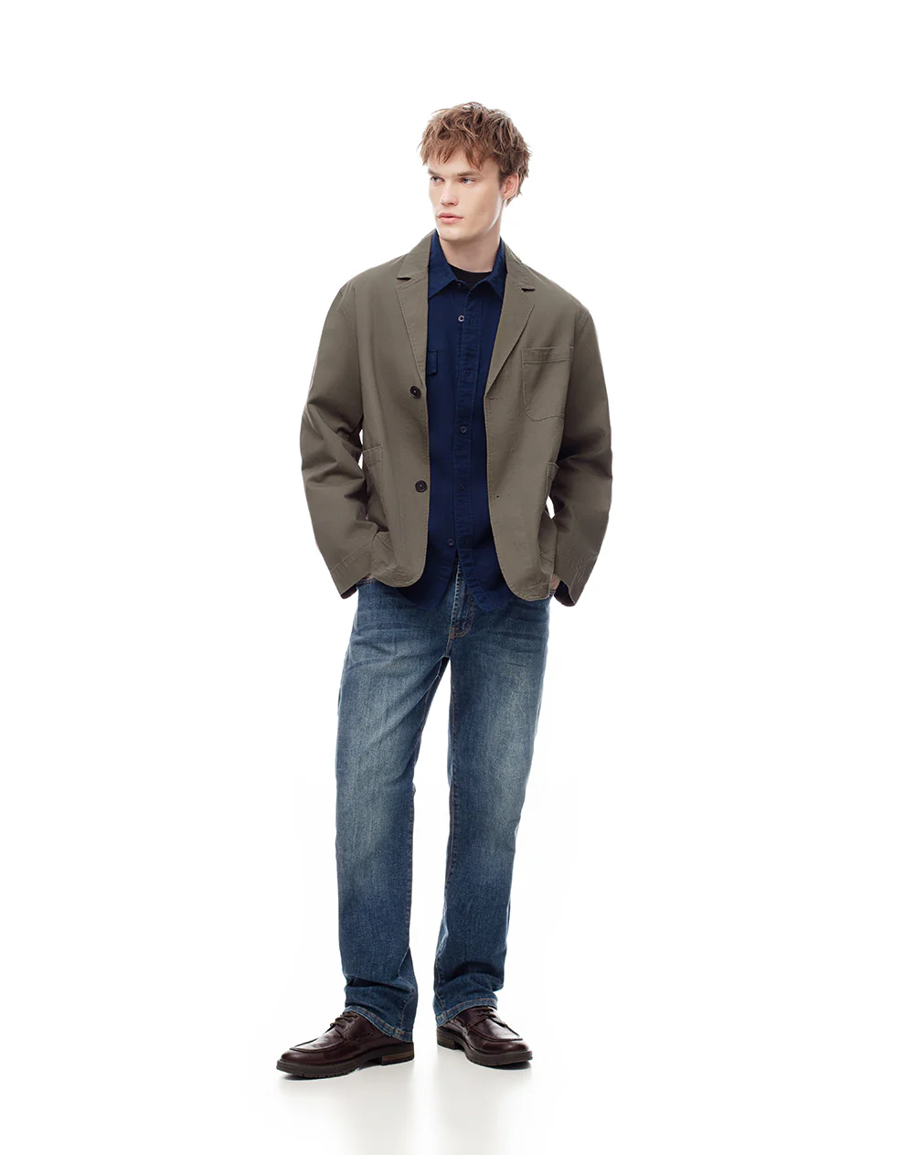 Blazer regular algodón verde hombre - Image 5
