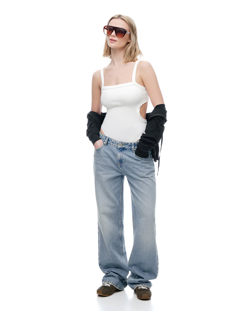 Body cut out rib algodón blanco mujer - Image 4