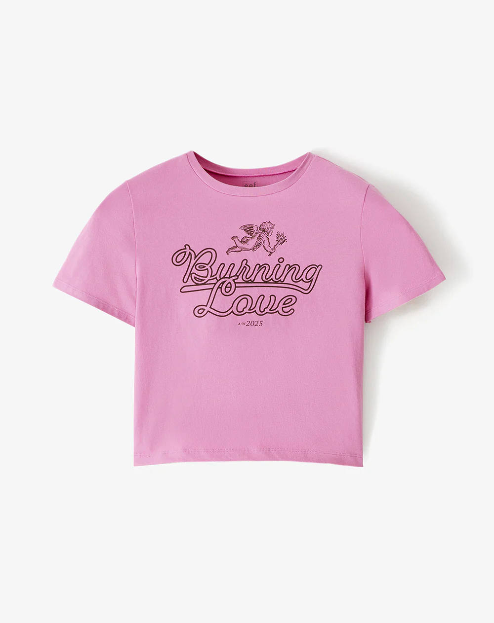 Camiseta crop slim algodón rosa estampada mujer - Image 6