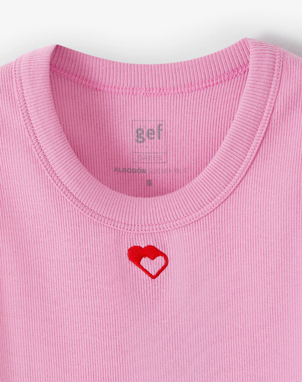 Camiseta esqueleto slim rib algodón rosa niña - Image 5