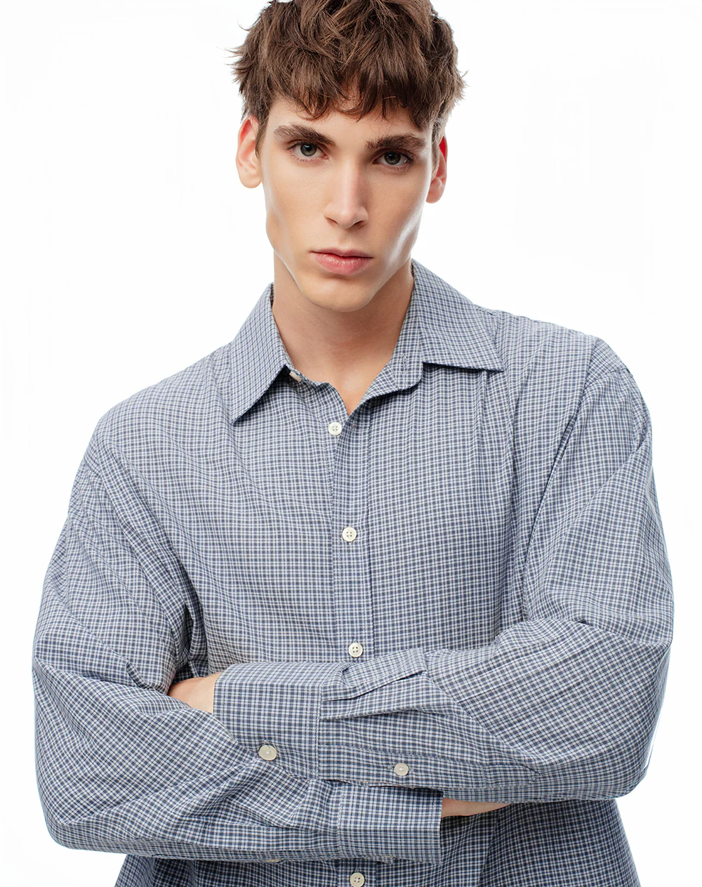 Camisa manga larga oversize algodón cuadros hombre - Image 4