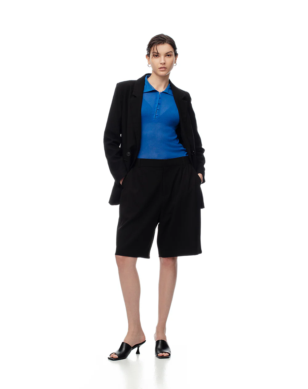 Polo slim tejido de punto azul mujer - Image 6