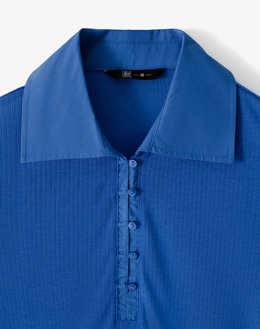 Polo slim tejido de punto azul mujer - Image 8