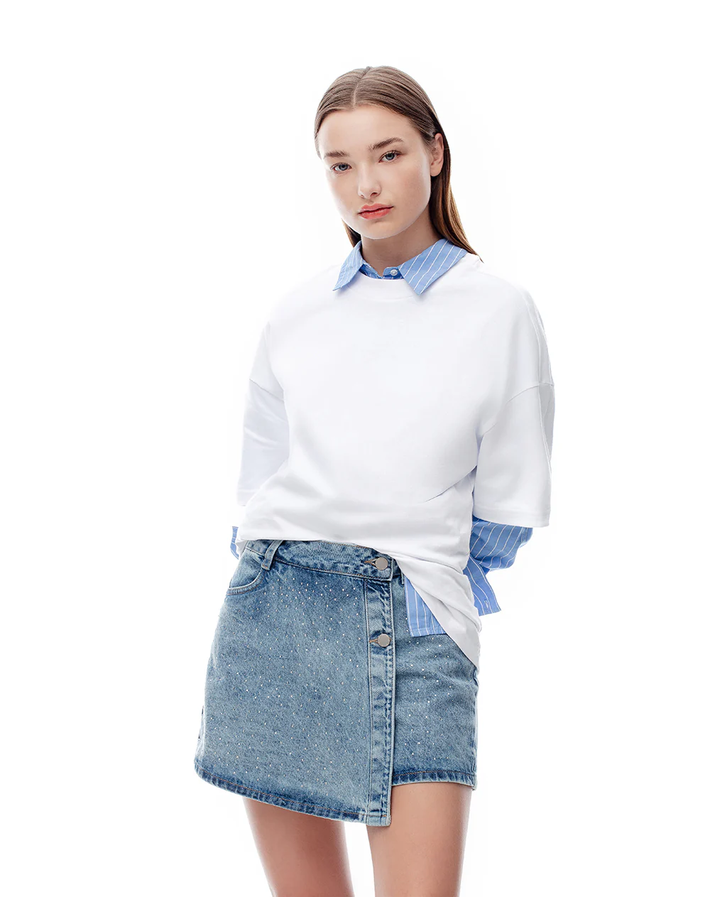 Falda short tiro alto índigo medio mujer