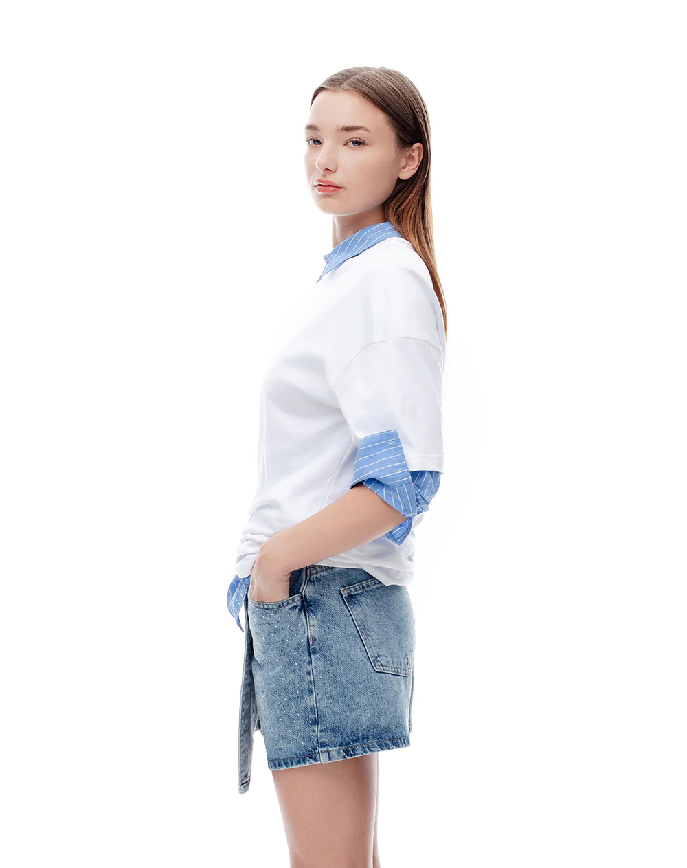 Falda short tiro alto índigo medio mujer - Image 3