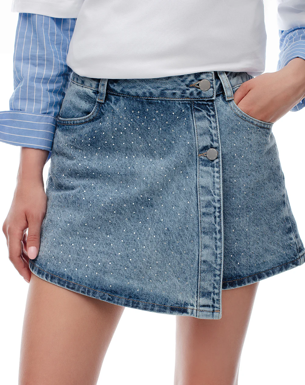 Falda short tiro alto índigo medio mujer - Image 4