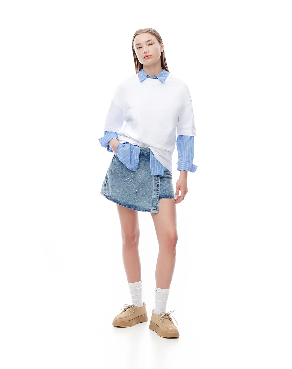 Falda short tiro alto índigo medio mujer - Image 5