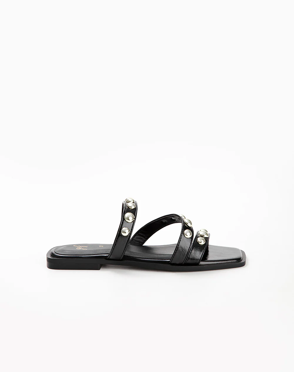 Sandalias planas con apliques negras mujer - Image 2