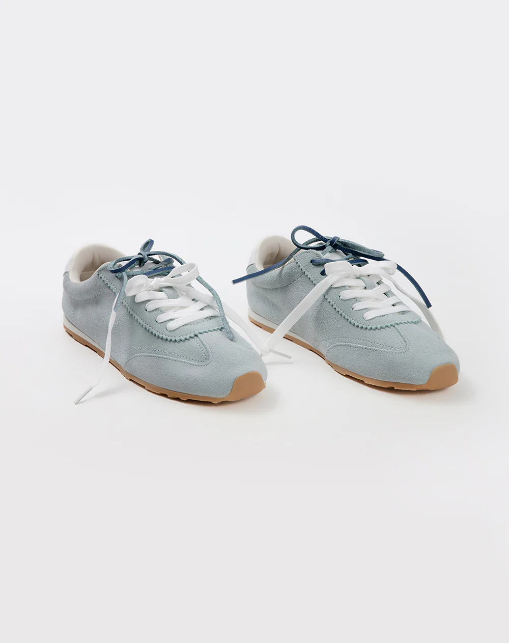Tenis casuales cuero gamuza azules mujer - Image 4