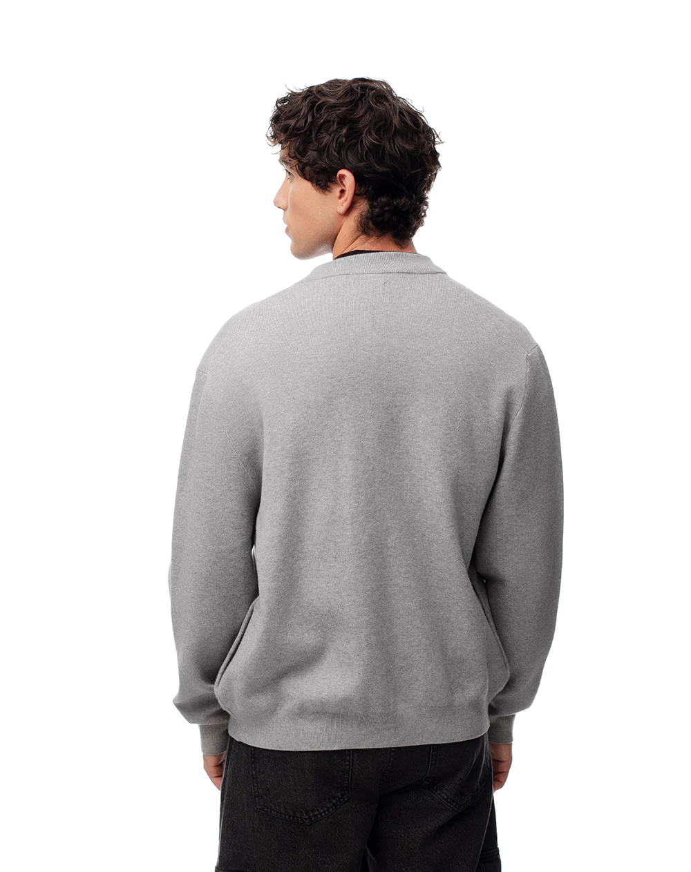 Chaqueta bomber regular cierre doble gris hombre - Image 3