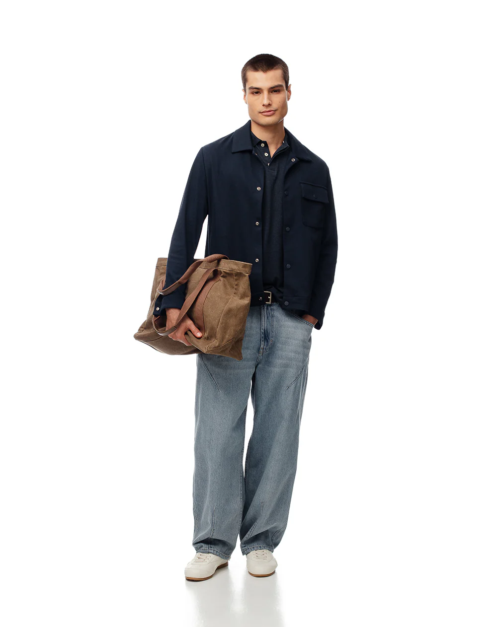 Chaqueta tipo sobrecamisa regular azul hombre - Image 5