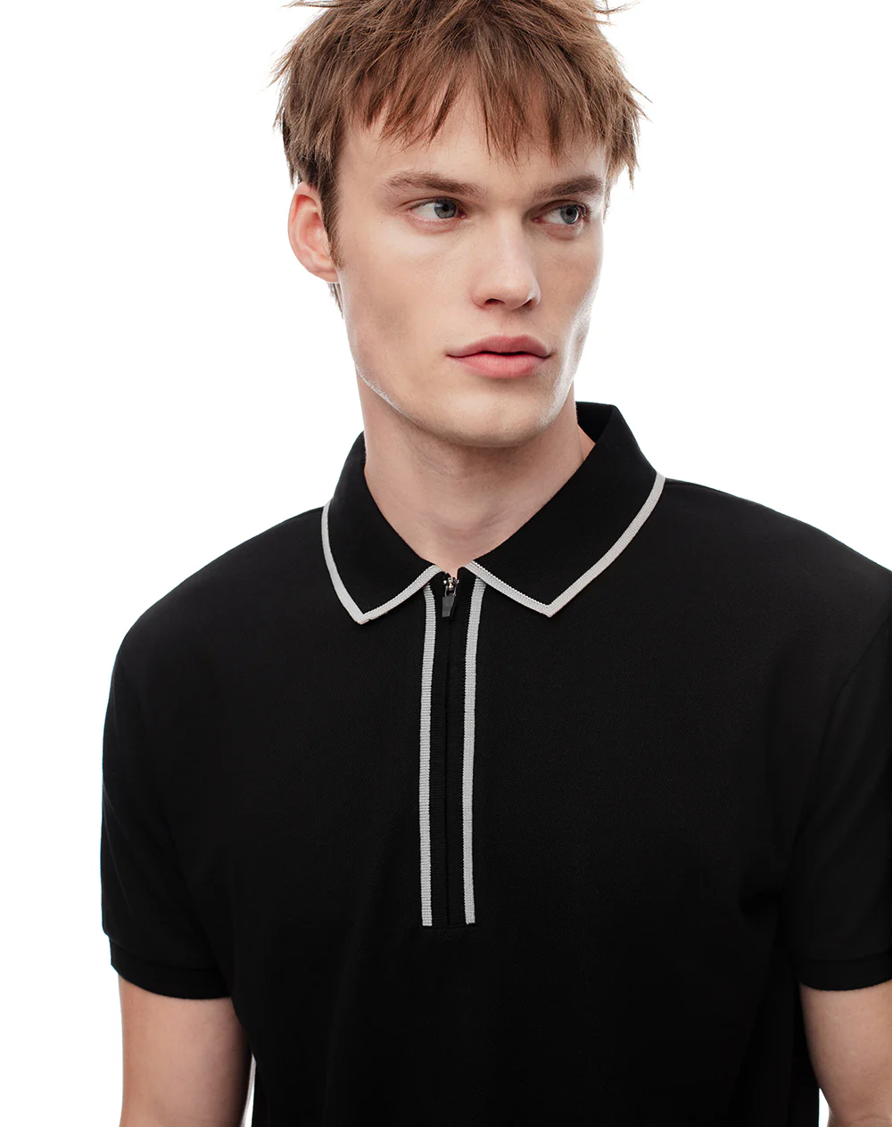 Polo half zip regular negra hombre - Image 3