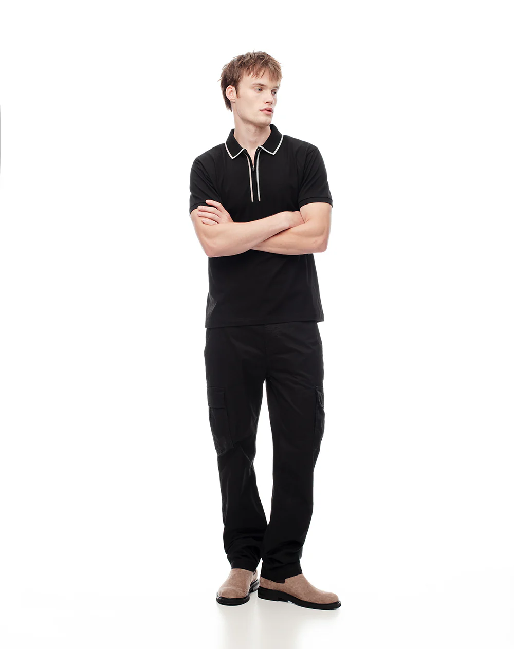Polo half zip regular negra hombre - Image 4