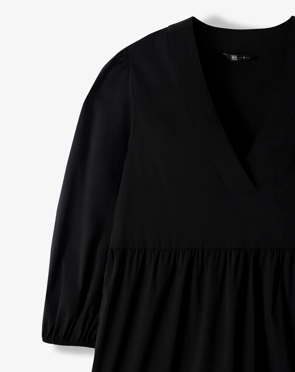 Vestido midi manga 3/4 negro mujer - Image 6