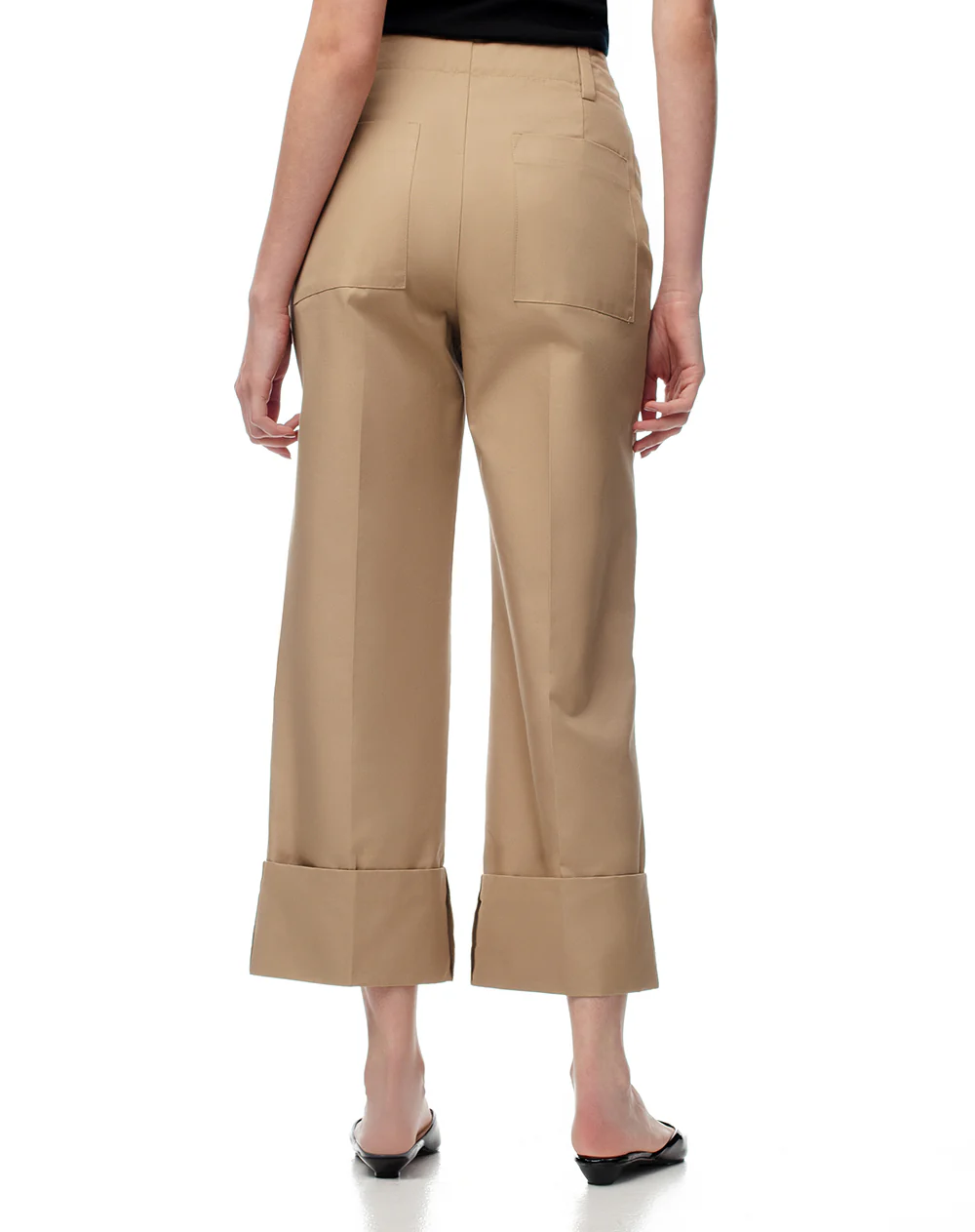 Pantalón culotte tiro medio caqui mujer - Image 2