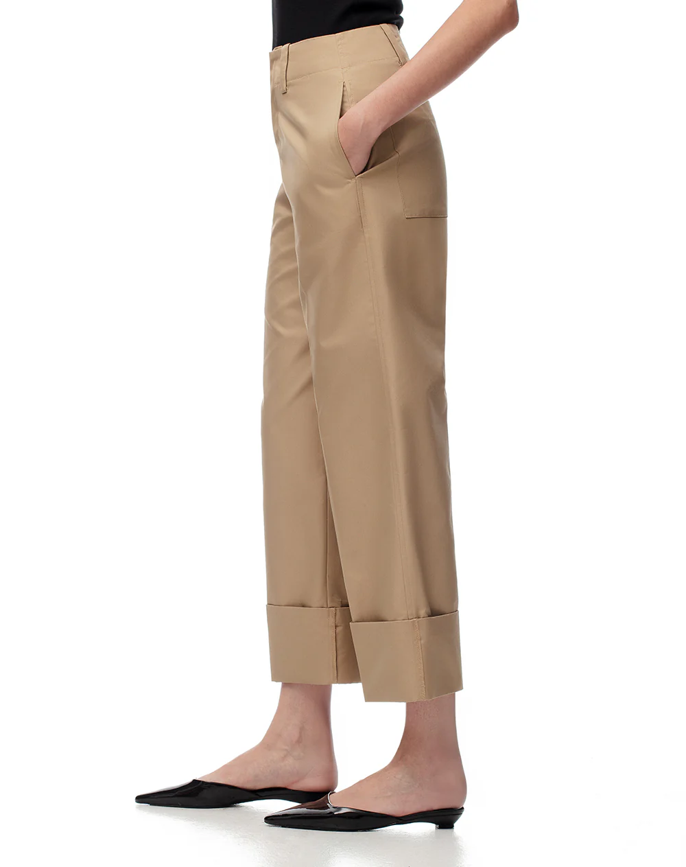 Pantalón culotte tiro medio caqui mujer - Image 5