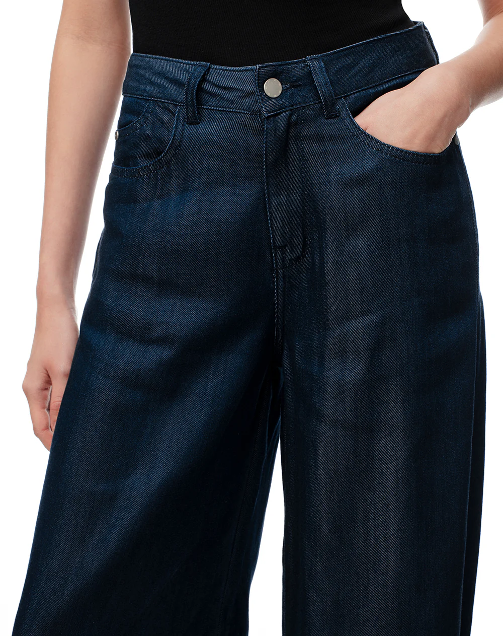 Jean wide leg tiro medio índigo oscuro mujer - Image 4