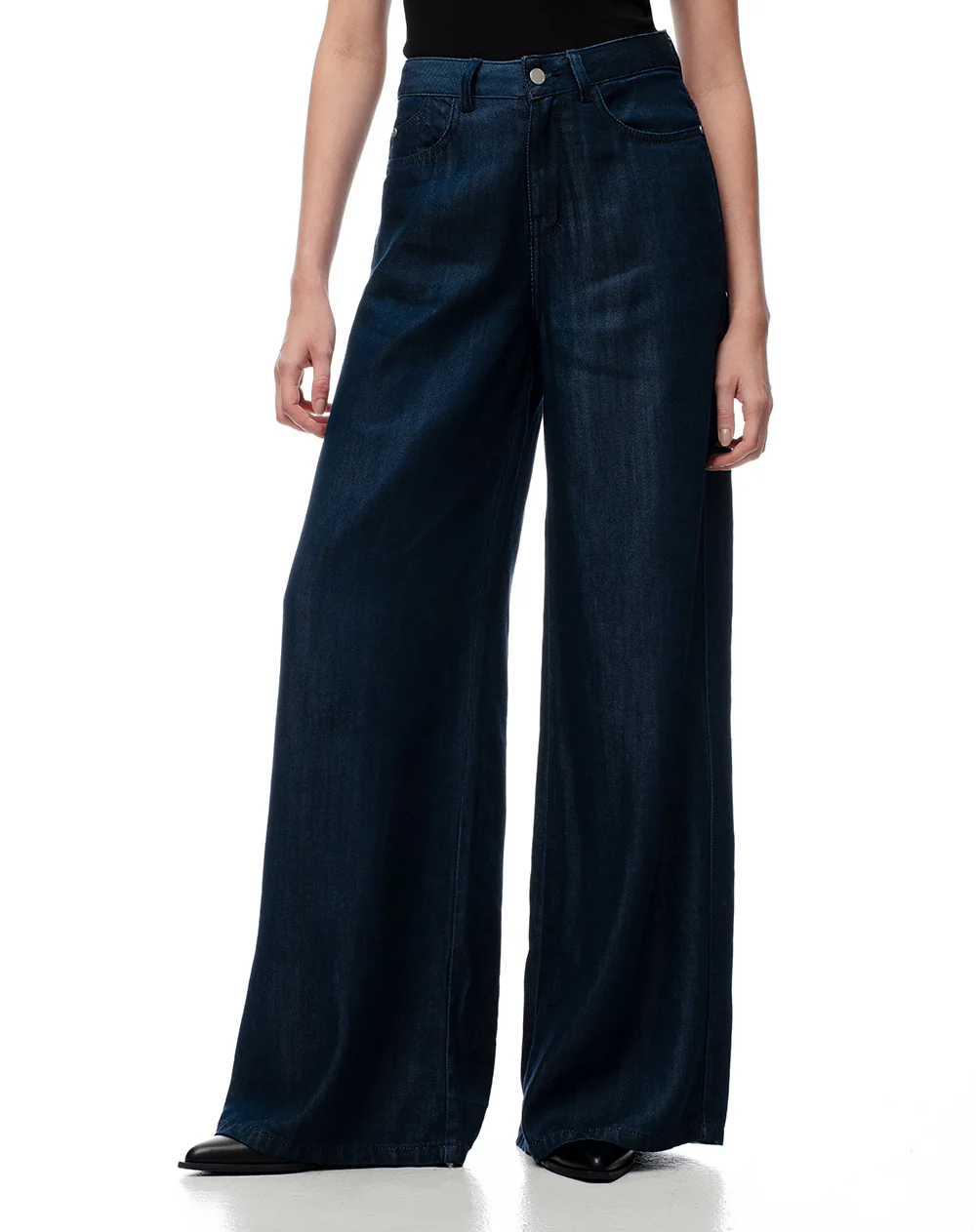 Jean wide leg tiro medio índigo oscuro mujer - Image 6