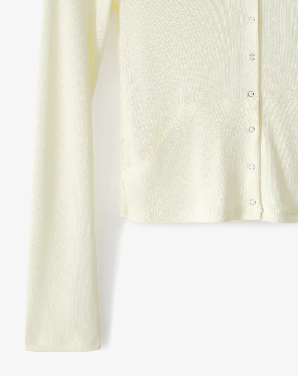 Cardigan fitted punto calado amarillo mujer - Image 7