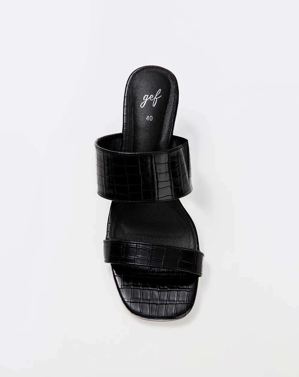 Sandalias mule de tacón ancho negras mujer - Image 3