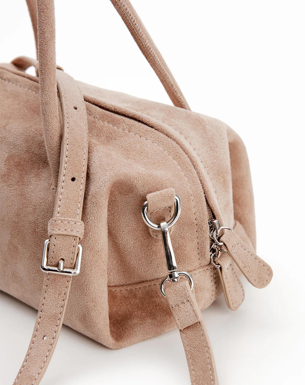 Bolso de mano tipo gamuza café mujer - Image 3